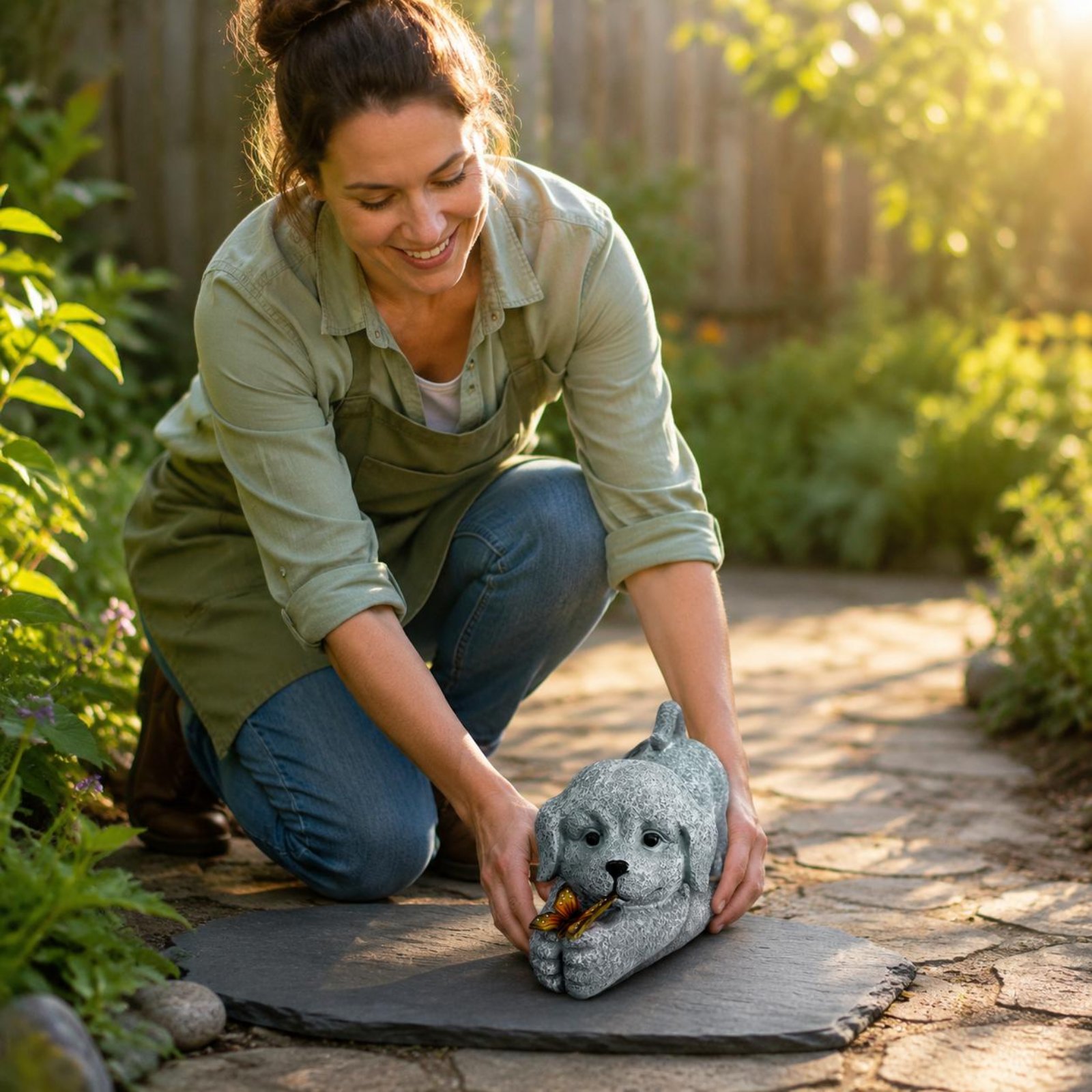 Lighting Decoration Outdoor - Solar Dog Statue Resin Craft Solar
