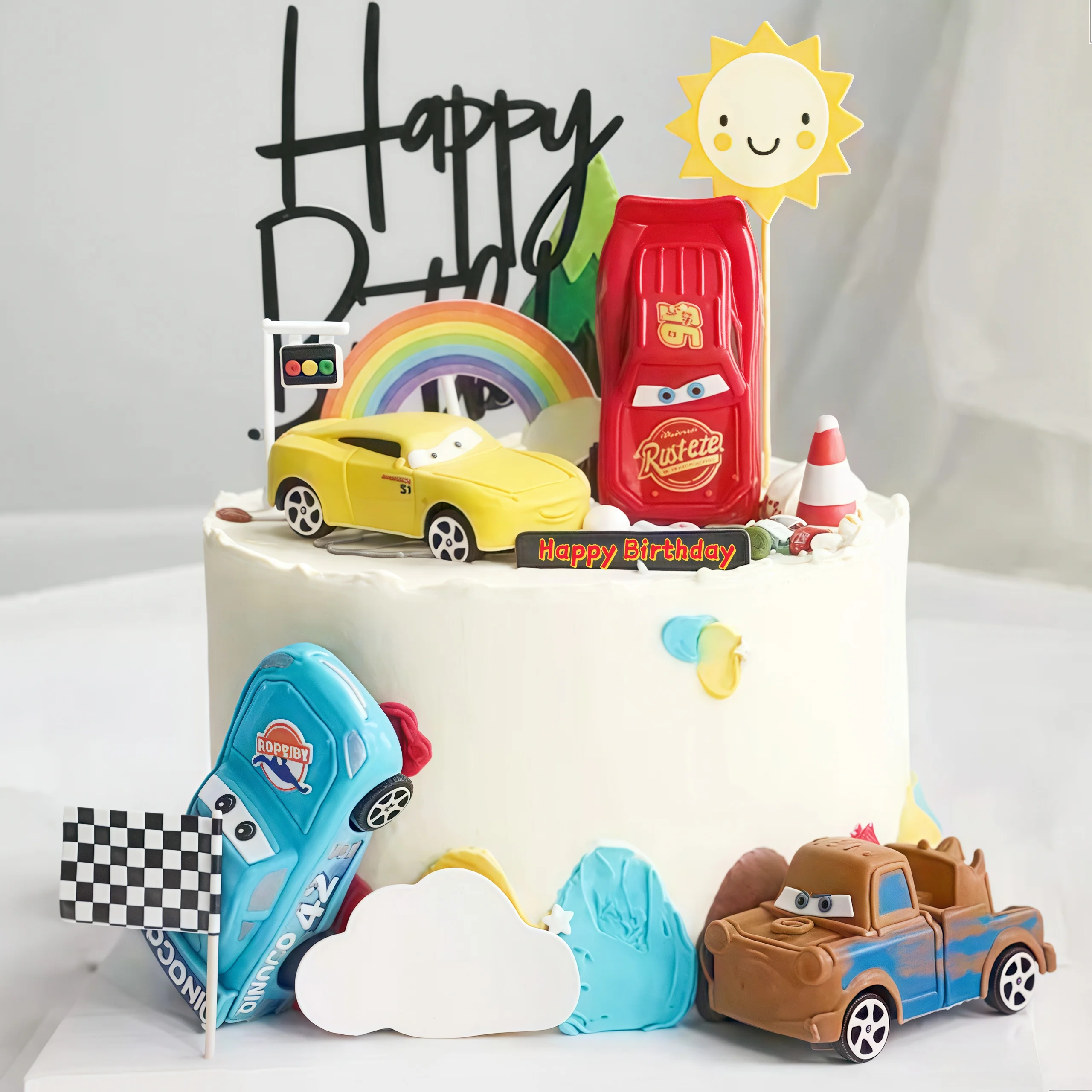 4pcs Lightning Cars Happy Birt – обзор и цена Lighting Mcqueen Birthday Decor