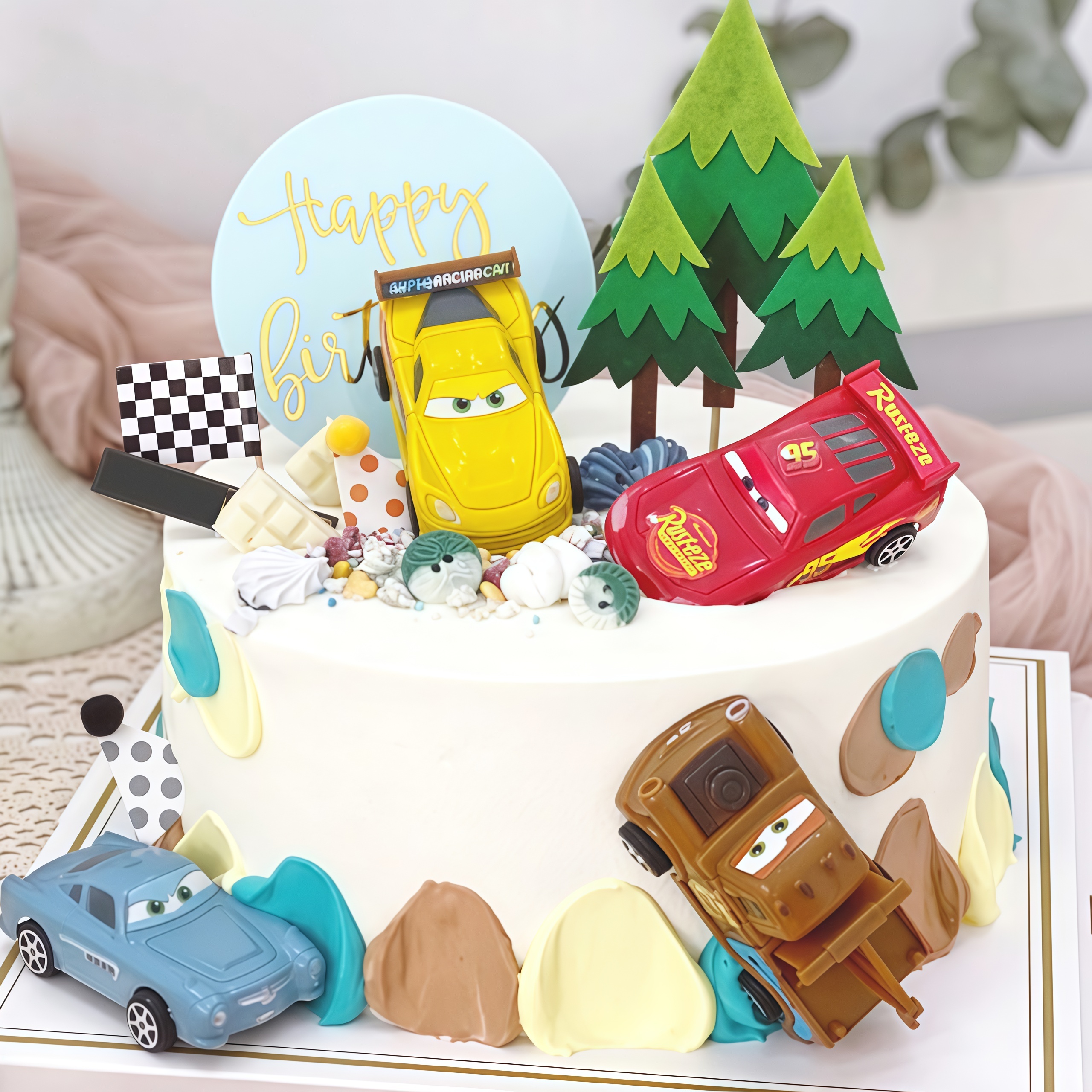 4pcs Lightning Cars Happy Birt – обзор и цена Lighting Mcqueen Birthday Decor