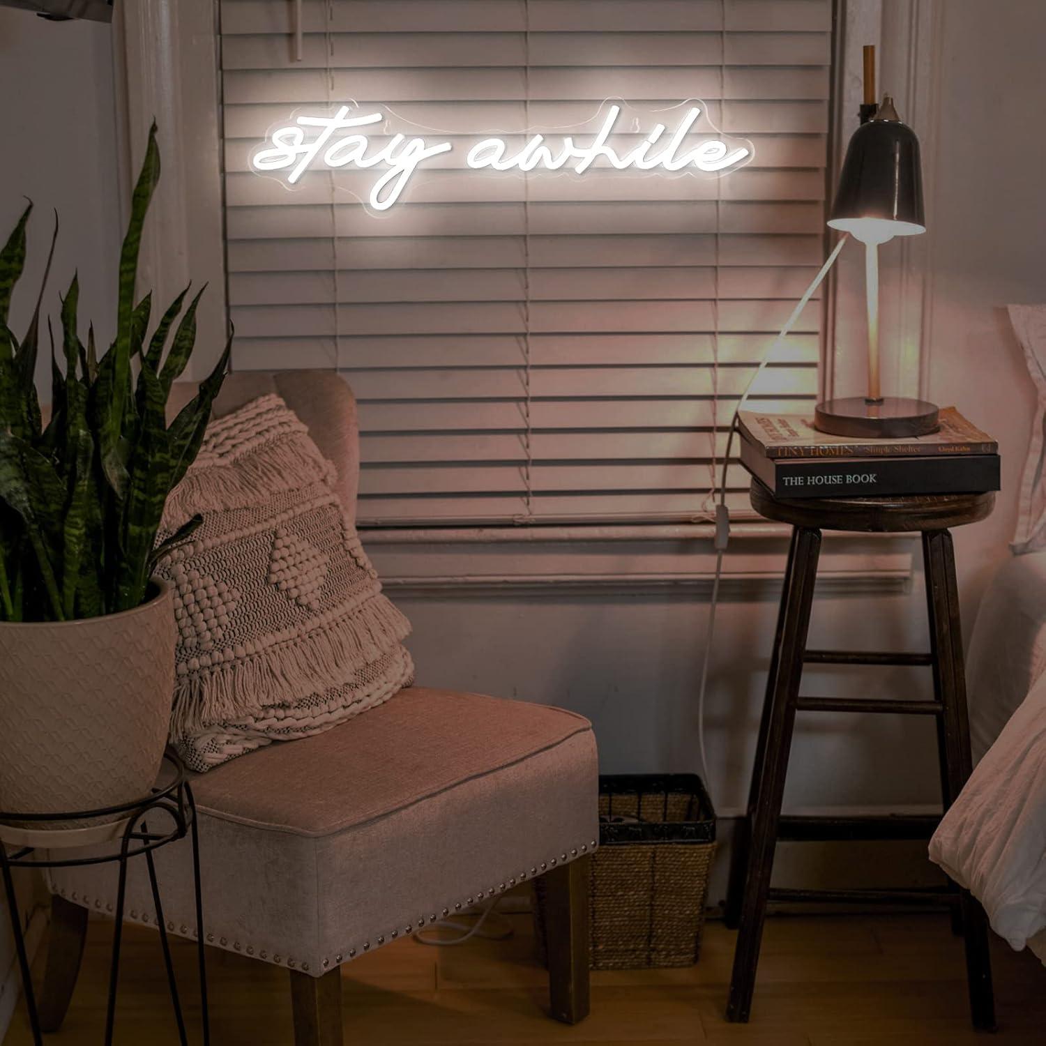Stay Awhile Neon Signs USB Dim – обзор и цена Home Lighting And Decor