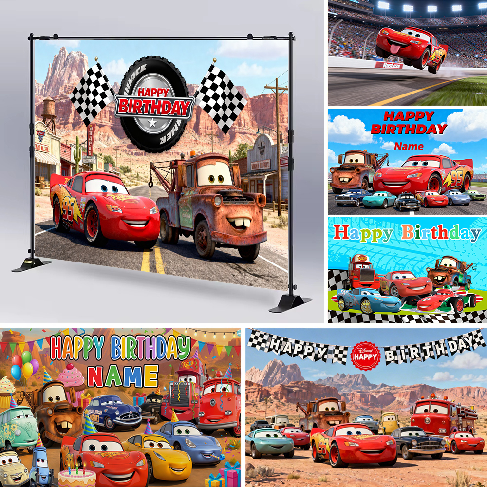 Disney Pixar Cars Custom Backd – обзор и цена Lighting Mcqueen Birthday Decor