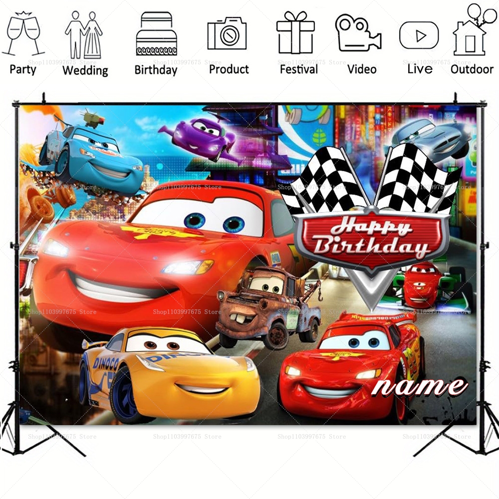 Lightning McQueen Backdrops Ch – обзор и цена Lighting Mcqueen Birthday Decor