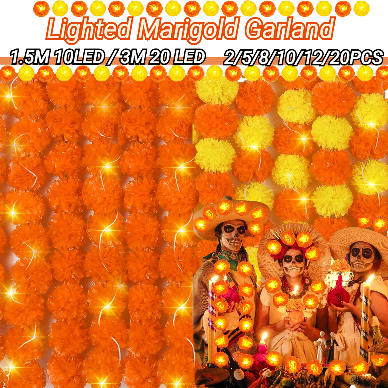 2-20PCS Lighted Marigold Garla – обзор и цена Lighting Decoration For Diwali