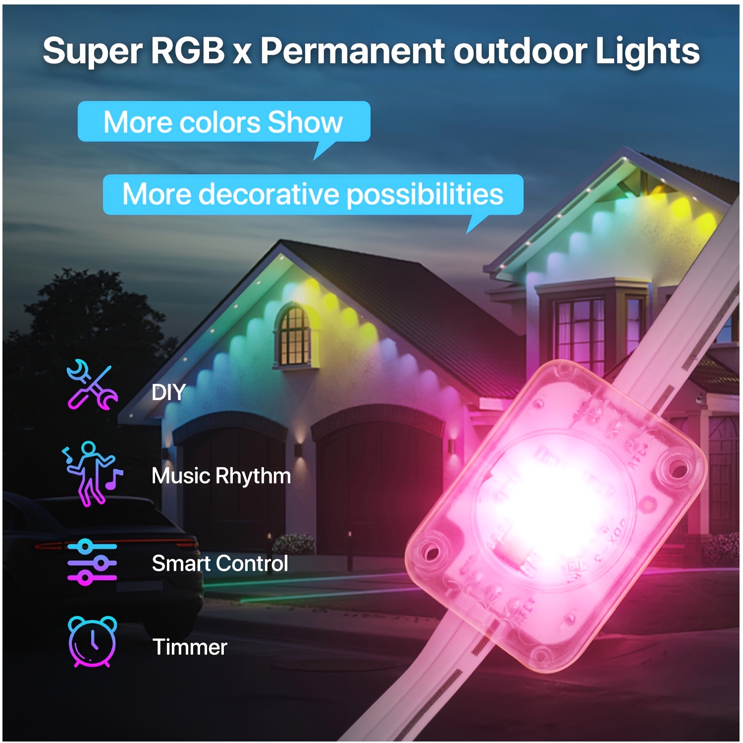 RGB+IC Smart Outdoor Eaves Lig – обзор и цена Lighting Decoration Outdoor