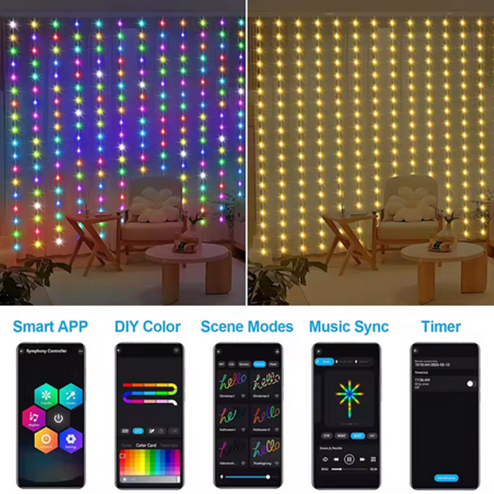 3M RGB Smart LED Curtain Light – обзор и цена Lighting Decoration Outdoor
